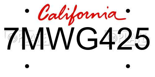 7MWG425 California License Plate