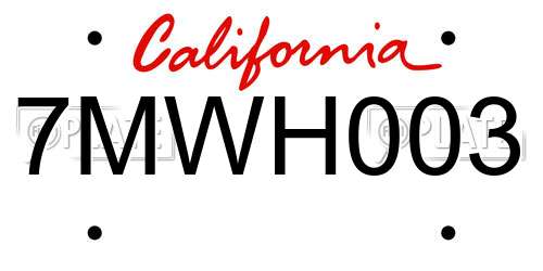 7MWH003 California License Plate