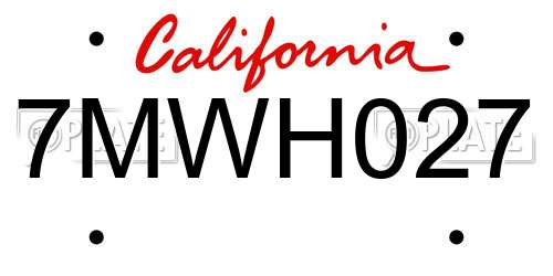 7MWH027 California License Plate
