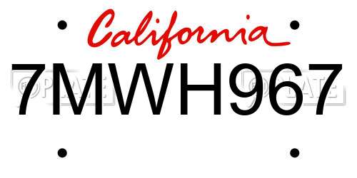 7MWH967 California License Plate