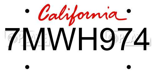 7MWH974 California License Plate