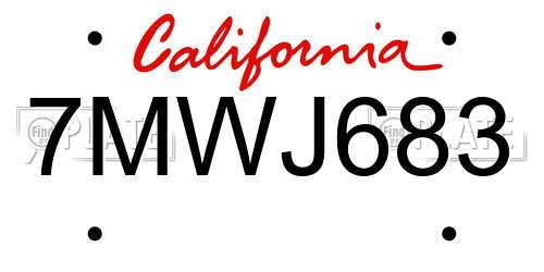 7MWJ683 California License Plate