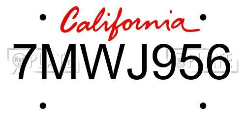 7MWJ956 California License Plate