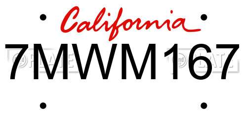 7MWM167 California License Plate