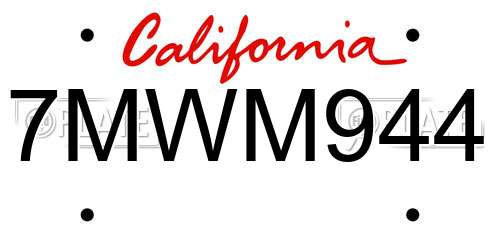 7MWM944 California License Plate