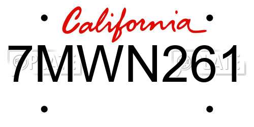 7MWN261 California License Plate