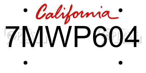 7MWP604 California License Plate
