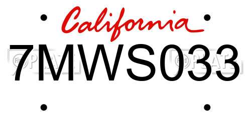 7MWS033 California License Plate