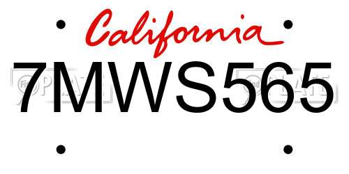 7MWS565 California License Plate