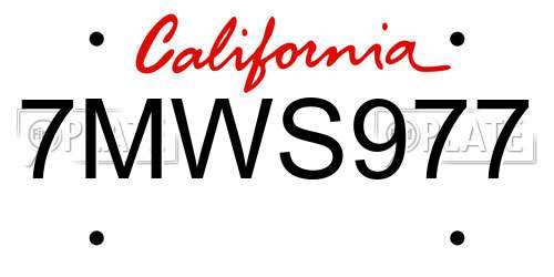 7MWS977 California License Plate