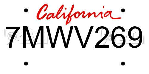 7MWV269 California License Plate
