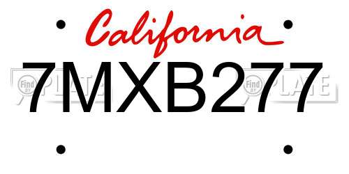7MXB277 California License Plate