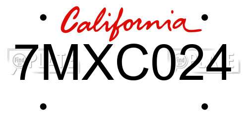 7MXC024 California License Plate
