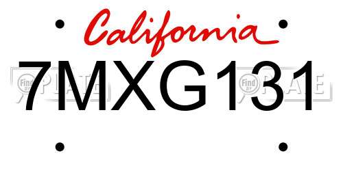 7MXG131 California License Plate
