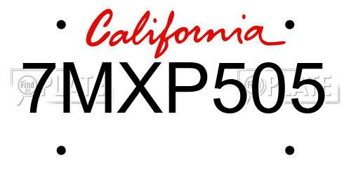 7MXP505 California License Plate