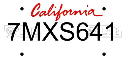 7MXS641 California License Plate