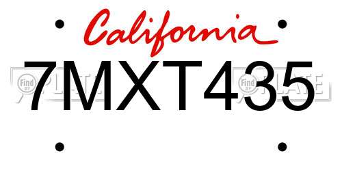 7MXT435 California License Plate