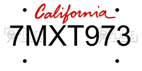 7MXT973 California License Plate