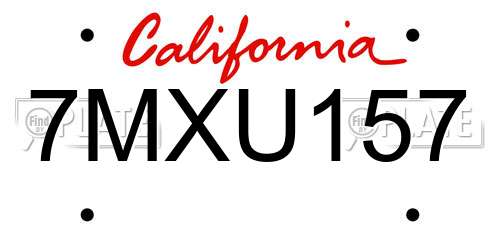 7MXU157 California License Plate