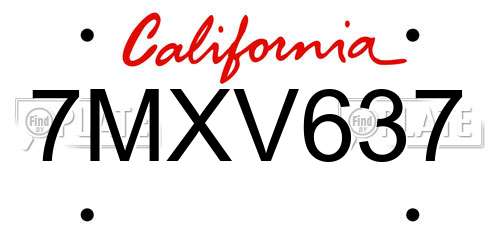 7MXV637 California License Plate