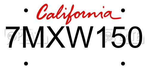 7MXW150 California License Plate
