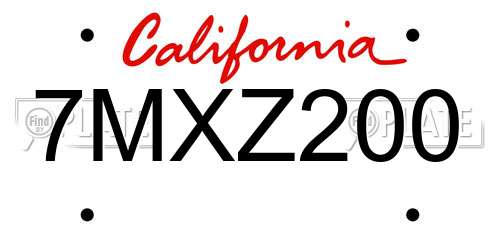 7MXZ200 California License Plate