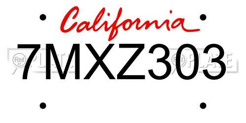 7MXZ303 California License Plate