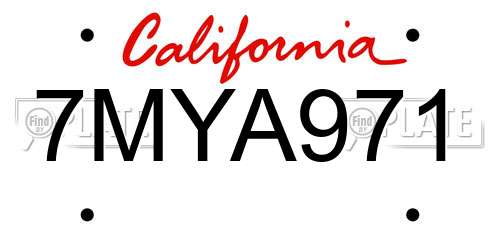 7MYA971 California License Plate