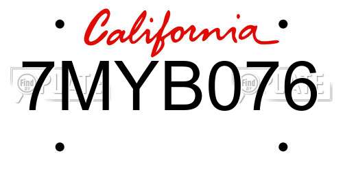 7MYB076 California License Plate