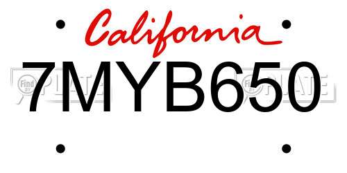 7MYB650 California License Plate