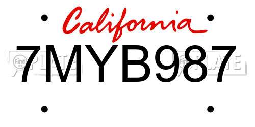 7MYB987 California License Plate