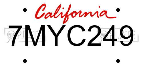 7MYC249 California License Plate
