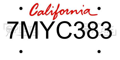 7MYC383 California License Plate
