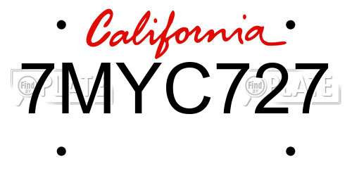 7MYC727 California License Plate
