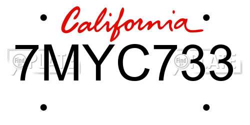 7MYC733 California License Plate