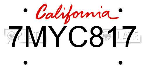 7MYC817 California License Plate