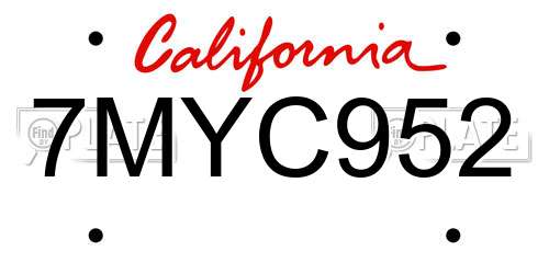 7MYC952 California License Plate