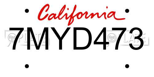 7MYD473 California License Plate