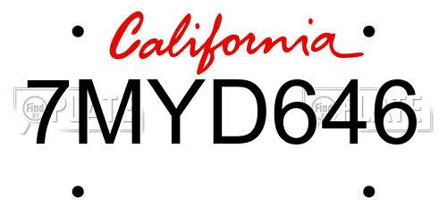 7MYD646 California License Plate
