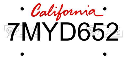 7MYD652 California License Plate
