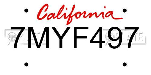 7MYF497 California License Plate