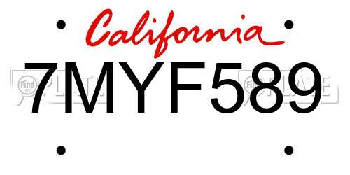 7MYF589 California License Plate