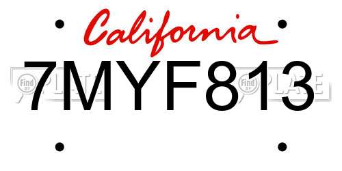 7MYF813 California License Plate