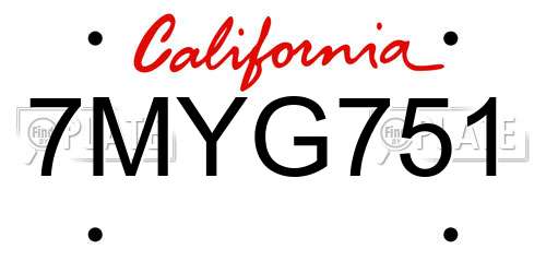 7MYG751 California License Plate