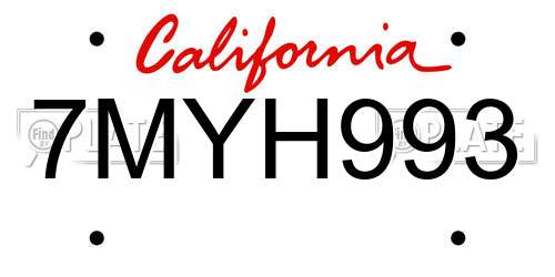 7MYH993 California License Plate
