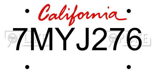 7MYJ276 California License Plate