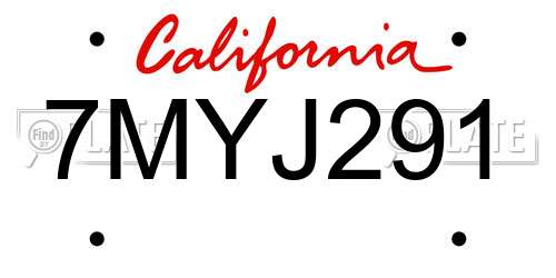 7MYJ291 California License Plate