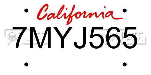7MYJ565 California License Plate