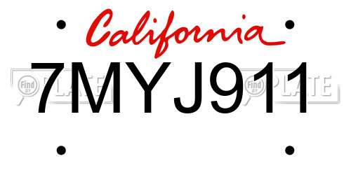 7MYJ911 California License Plate