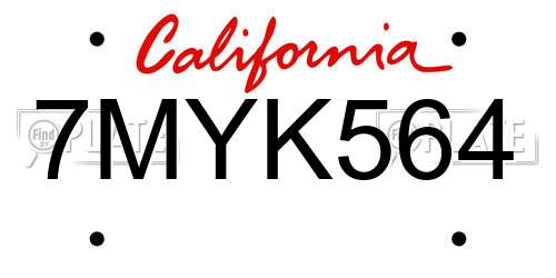 7MYK564 California License Plate